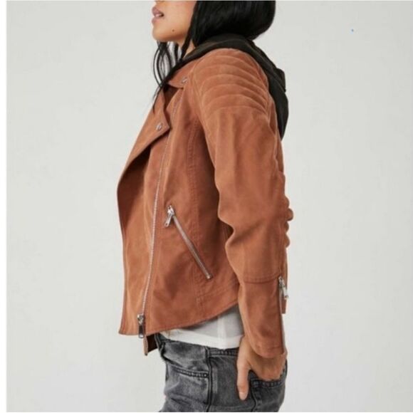 NWOT Free People Harriett Vegan Suede Hooded Moto Jacket medium - Picture 4 of 13
